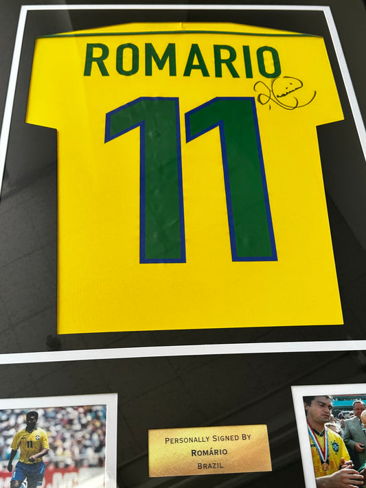 Romario Brazil - Signed & Framed Shirt/Jersey - Proof