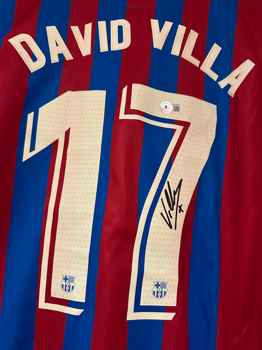 Signed David Villa Fc Barcelona Jersey/Shirt Beckett COA
