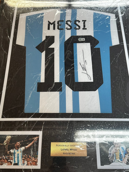 Lionel Messi Argentina - Signed & Framed Shirt/Jersey - With Beckett LOA