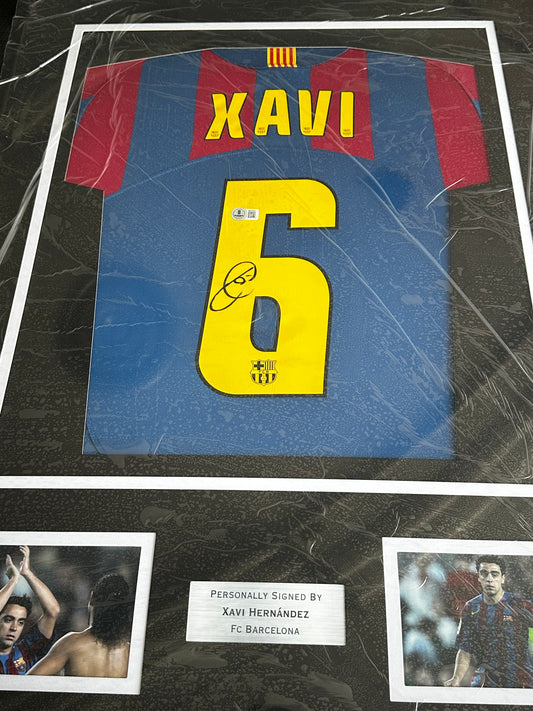 Xavi Hernandez Fc Barcelona - Signed & Framed - BECKETT COA