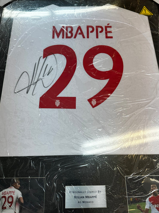 Kylian Mbappe AS Monaco - Signed & Framed Shirt/Jersey - VIDEO PROOF