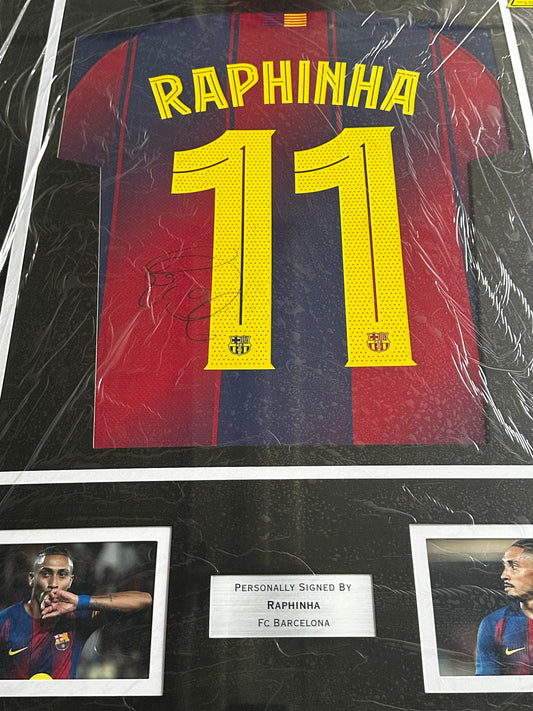 Raphinha Fc Barcelona - Signed & Framed Shirt/Jersey - With Proof