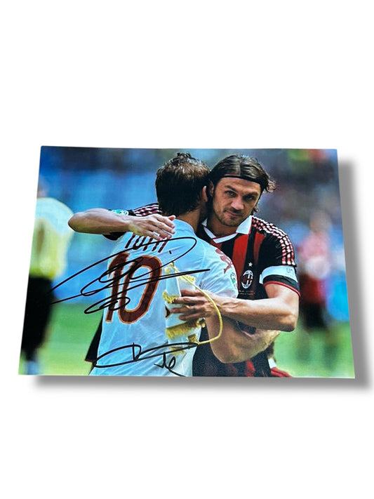 Maldini & Totti Ac Milan VS Roma - Dual Signed 8x10 Photo - Proof