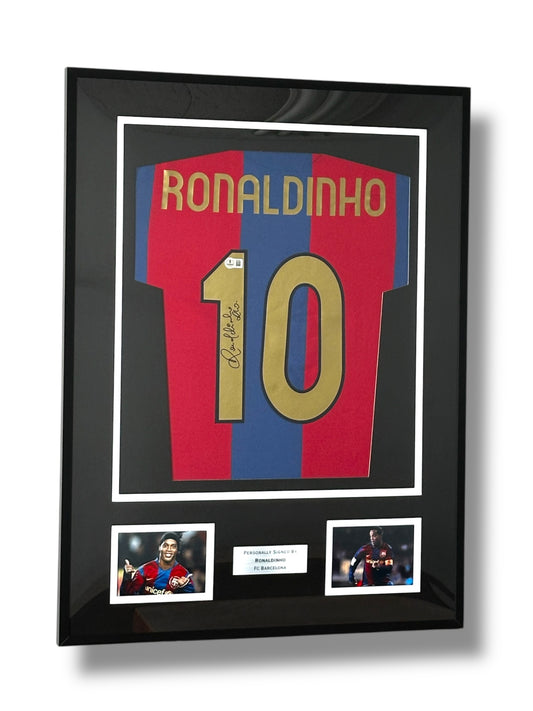 Ronaldinho Fc Barcelona - Signed & Framed - BECKETT COA
