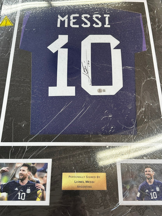 Lionel Messi Argentina - Signed & Framed Shirt/Jersey - With Beckett LOA