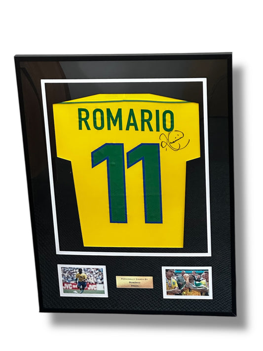 Romario Brazil - Signed & Framed Shirt/Jersey - Proof