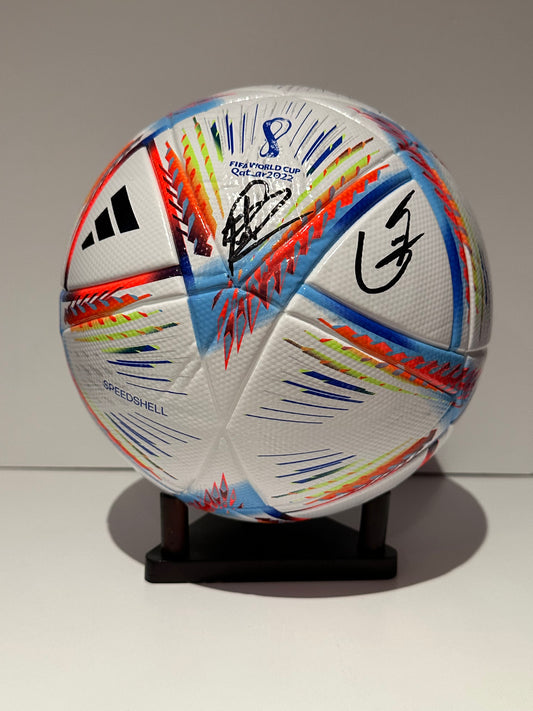 2022 World Cup Pedri and Gavi Dual Signed Adidas Soccer Ball Beckett Auto Witness